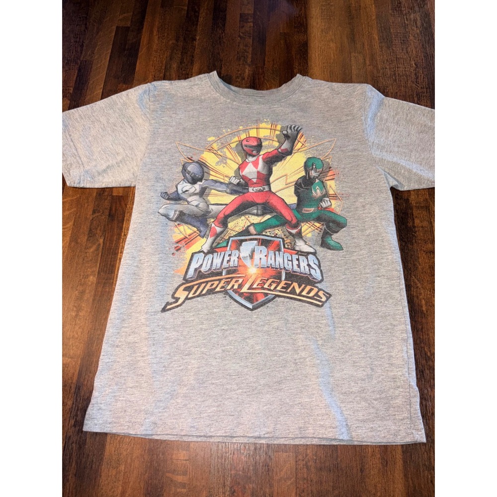 Power Rangers Super Legends Graphic T-Shirt Gray Boys Medium 10-12 Short Sleeve